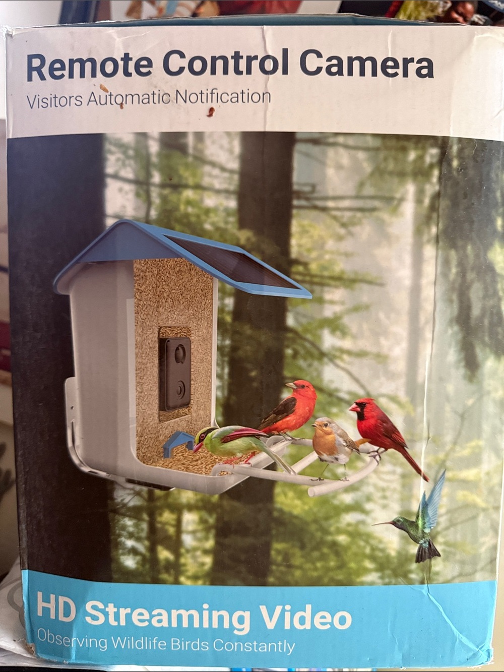 Remote Control Camera Bird Feeder – Blue/White Roof